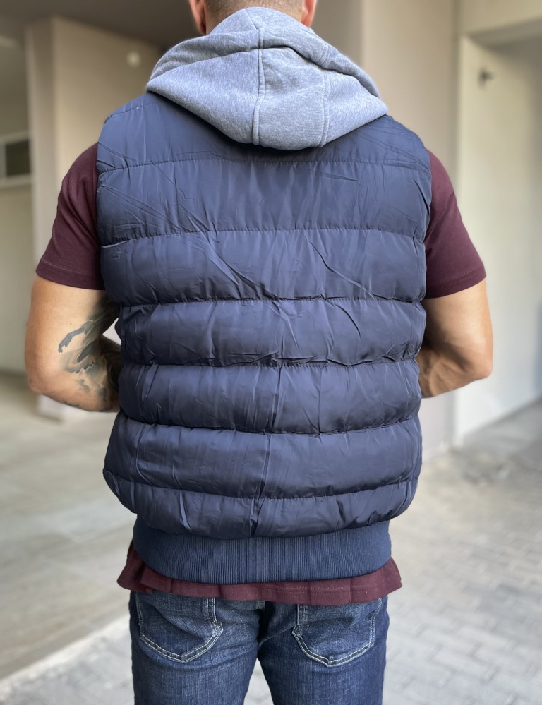 Ανδρικό μπλέ αμάνικο Jacket κουκούλα 833380 φωτογραφία